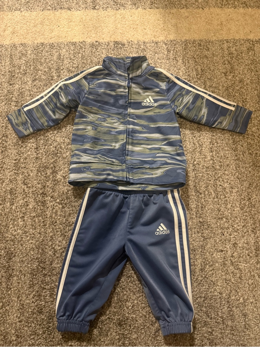adidas Blue Kids Matching Tracksuit Set